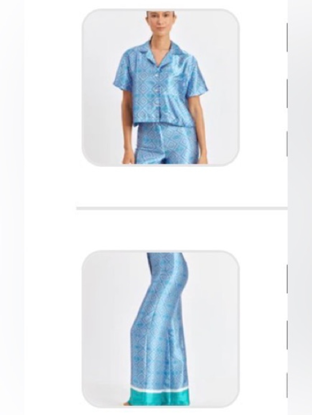 Ayda Activewear Delphine Short Sleeve Pajama Shirt and Trouser Set - Size Large